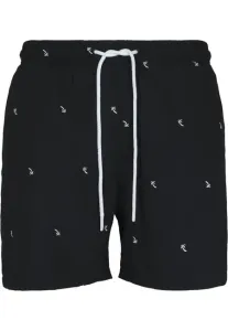 Urban Classics Embroidery Swim Shorts black/palmtree - Size:XL