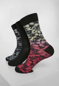 Urban Classics Flower Socks 3-Pack black/grey/red - Size:43–46