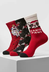 Urban Classics Pug Christmas Socks 3-Pack multicolor - Size:35–38
