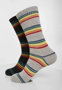 Urban Classics Rainbow Stripes Socks 2-Pack black/grey - 35–38