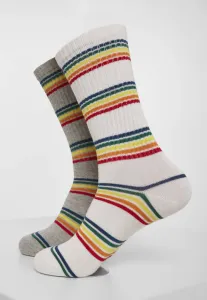 Urban Classics Rainbow Stripes Socks 2-Pack grey/white - Size:35–38
