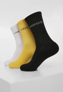 Urban Classics Wording Socks 3-Pack black/white/yellow - Size:39–42