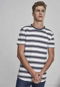 Urban Classics Double Stripe Long Shaped Tee offwhite/navy - L