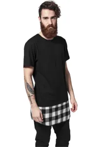 Urban Classics Long Shaped Flanell Bottom Tee blk/blk/wht - Size:S