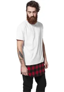 Urban Classics Long Shaped Flanell Bottom Tee wht/blk/red - Size:XL
