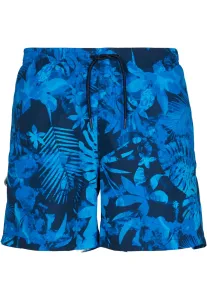 Urban Classics Pattern Swim Shorts blue flower - Size:M