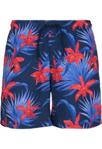 Urban Classics Pattern Swim Shorts blue/red - Size:L
