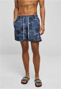 Urban Classics Pattern Swim Shorts navy bandana aop - Size:XL