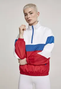 Urban Classics Ladies 3-Tone Stand Up Collar Pull Over Jacket white/firered/brightblue - Size:L