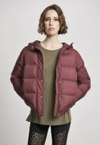Urban Classics Ladies Hooded Puffer Jacket cherry - Size:L