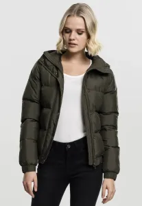 Urban Classics Ladies Hooded Puffer Jacket dark olive - Size:L