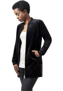 Urban Classics Ladies Long Velvet Jacket black - Size:XS