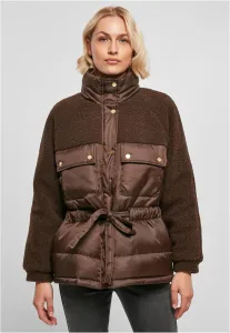 Urban Classics Ladies Sherpa Mix Puffer Jacket brown - Size:3XL