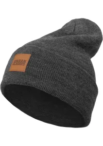 Urban Classics Leatherpatch Long Beanie charcoal - One Size