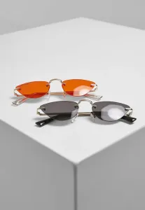 Urban Classics Sunglasses Manhatten 2-Pack silver/black+gold/orange - One Size
