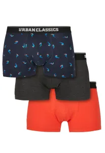 Urban Classics Boxer Shorts 3-Pack bird aop+ boxer orange + cha - Size:3XL