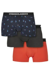 Urban Classics Boxer Shorts 3-Pack bird aop+ boxer orange + cha - Size:S