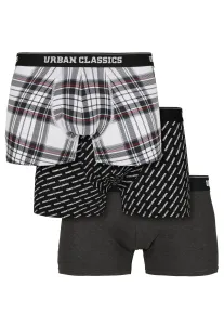 Urban Classics Boxer Shorts 3-Pack cha+logo aop+wht plaid aop - Size:XXL