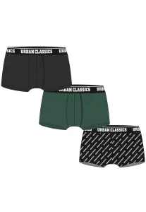 Urban Classics Boxer Shorts 3-Pack darkgreen+black+branded aop - Size:4XL