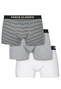 Urban Classics Boxer Shorts 3-Pack wide stripe aop + grey + white - Size:L