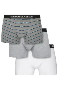 Urban Classics Boxer Shorts 3-Pack wide stripe aop + grey + white - Size:XL