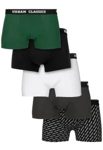 Urban Classics Boxer Shorts 5-Pack wht+dgrn+cha+logo aop+blk - Size:S