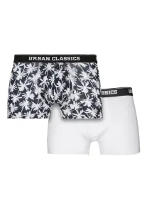 Urban Classics Men Boxer Shorts Double Pack palm aop+white - Size:S