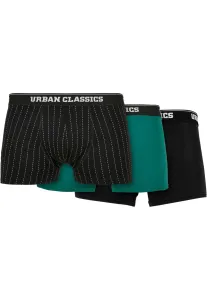 Urban Classics Organic Boxer Shorts 3-Pack pinstripe aop+black+treegreen - Size:3XL