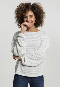 Urban Classics Ladies Oversize Stripe Pullover grey/white - Size:L