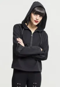 Urban Classics Ladies Peached Terry Troyer Hoody black/black - Size:L