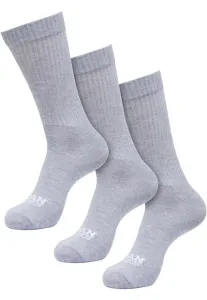 Urban Classics Simple Flat Knit Socks 3-Pack heathergrey - Size:35–38