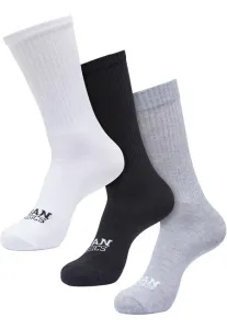 Urban Classics Simple Flat Knit Socks 3-Pack white+black+heathergrey - Size:39–42