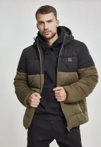 Urban Classics Hooded 2-Tone Puffer Jacket darkolive/black - Size:5XL
