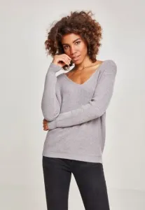 Urban Classics Ladies Back Lace Up Sweater grey - Size:3XL