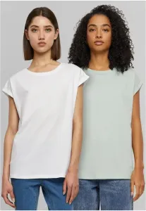 Urban Classics Ladies Extended Shoulder Tee 2-Pack frostmint+white - Size:5XL