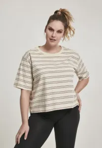 Urban Classics Ladies Short Multicolor Stripe Tee sand/black/white/firered - Size:3XL