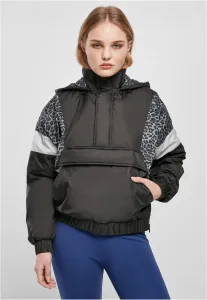 Urban Classics Ladies AOP Mixed Pull Over Jacket black/snowleo/lightasphalt - Size:3XL