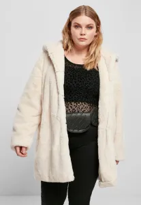 Urban Classics Ladies Hooded Teddy Coat offwhite - Size:3XL