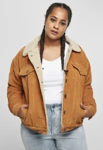 Urban Classics Ladies Oversize Sherpa Corduroy Jacket toffee/beige - Size:3XL