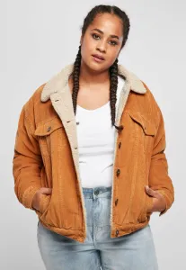 Urban Classics Ladies Oversize Sherpa Corduroy Jacket toffee/beige - Size:XXL