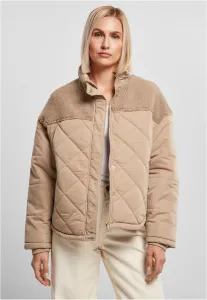 Urban Classics Ladies Oversized Diamond Quilt Puffer Jacket softtaupe - Size:3XL