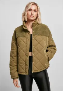 Urban Classics Ladies Oversized Diamond Quilt Puffer Jacket tiniolive - Size:4XL