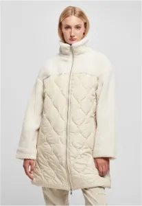 Urban Classics Ladies Oversized Sherpa Quilted Coat softseagrass/whitesand - Size:3XL
