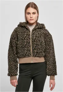 Urban Classics Ladies Short Oversized AOP Sherpa Jacket darktaupeleo - Size:5XL