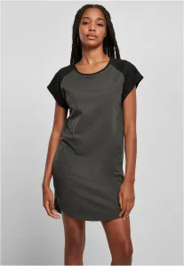 Urban Classics Ladies Contrast Raglan Tee Dress charcoal/black - Size:5XL