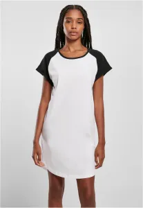 Urban Classics Ladies Contrast Raglan Tee Dress white/black - Size:3XL