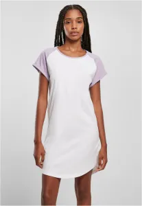 Urban Classics Ladies Contrast Raglan Tee Dress white/lilac - Size:3XL
