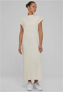 Urban Classics Ladies Long Extended Shoulder Dress whitesand - Size:5XL