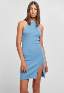 Urban Classics Ladies Rib Knit Neckholder Dress horizonblue - Size:5XL