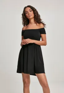 Urban Classics Ladies Smoked Off Shoulder Dress black - Size:3XL